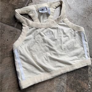 Adidas Beige and White Athletic Crop Top